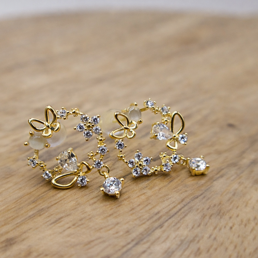 Heart Sparkle Studs- Gold