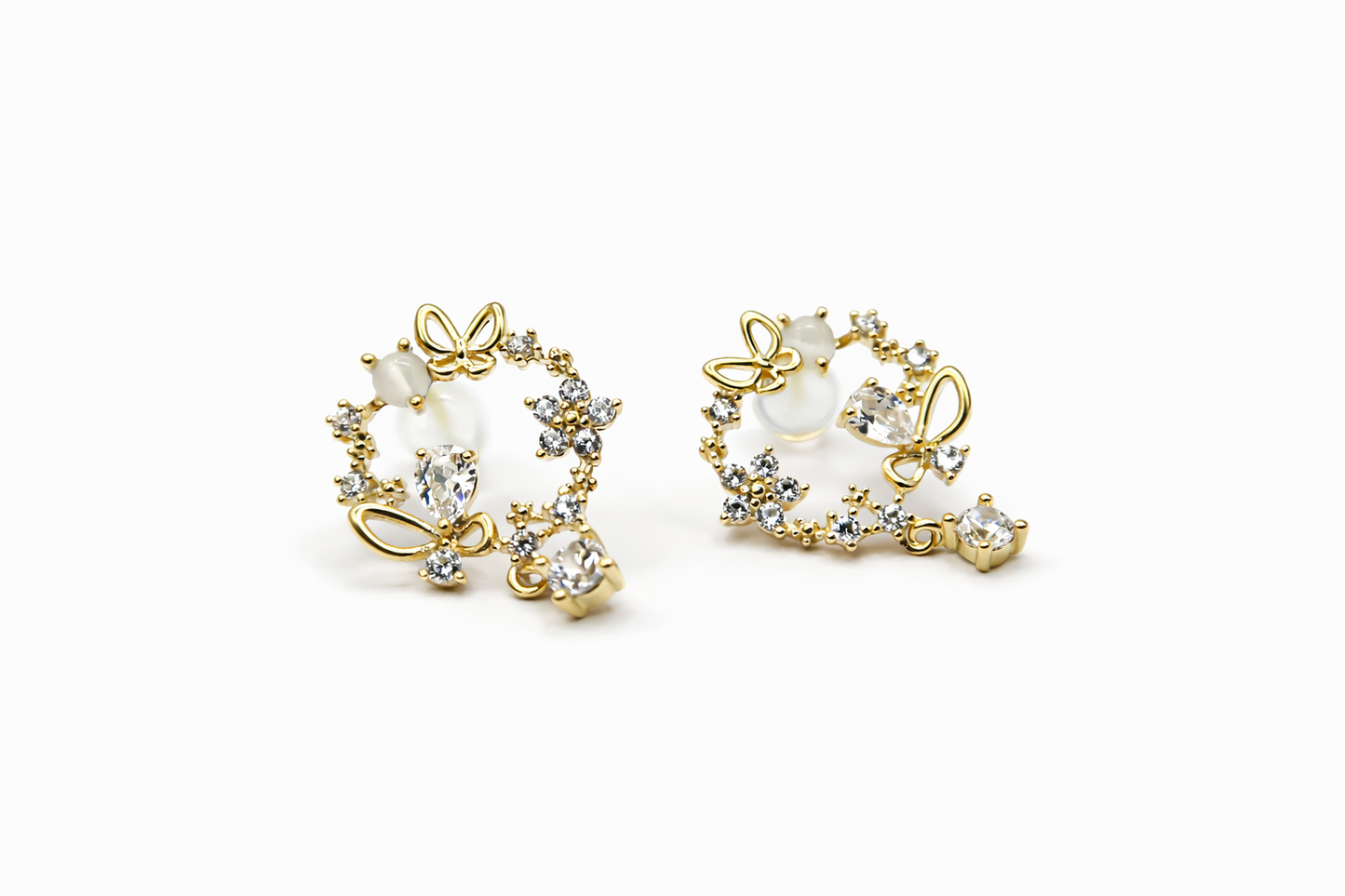 Heart Sparkle Studs- Gold