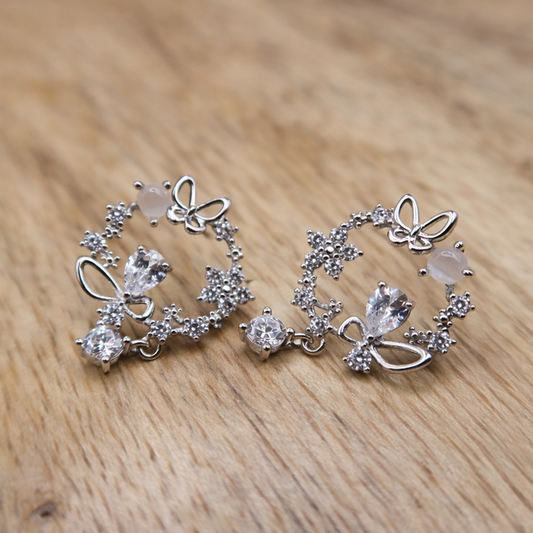 Heart Sparkle Studs - Silver