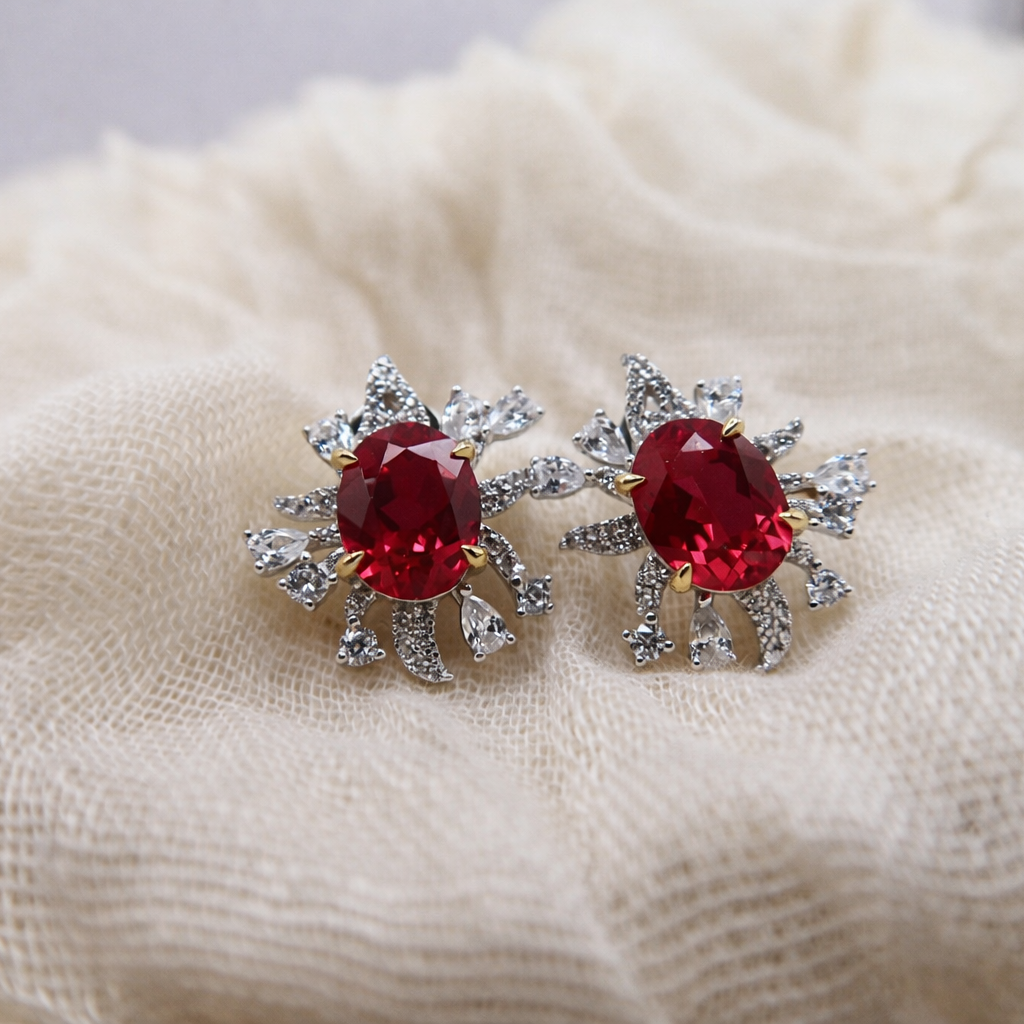 Premium Collection Ruby Heart Studs