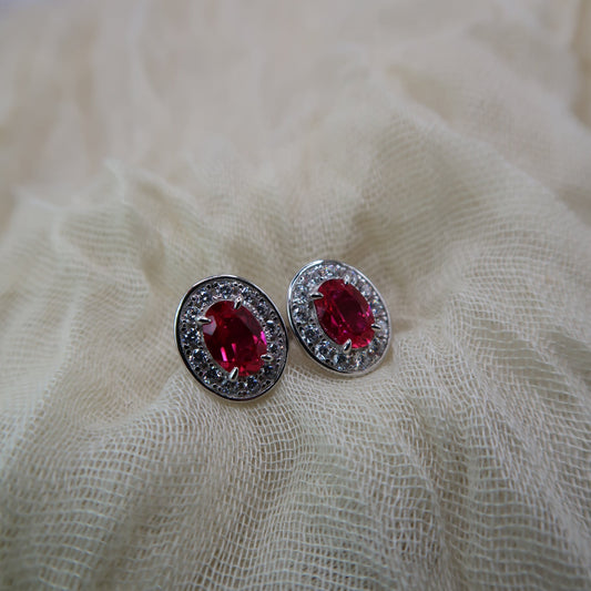 Premium Collection Ruby Halo Studs