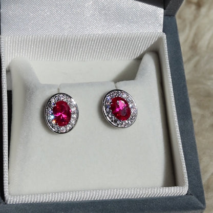 Premium Collection Ruby Halo Studs